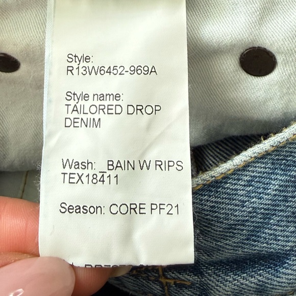 R13 Tailored Drop Bain With Rips Jeans - Picture 10 of 16